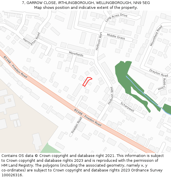 7, GARROW CLOSE, IRTHLINGBOROUGH, WELLINGBOROUGH, NN9 5EG: Location map and indicative extent of plot