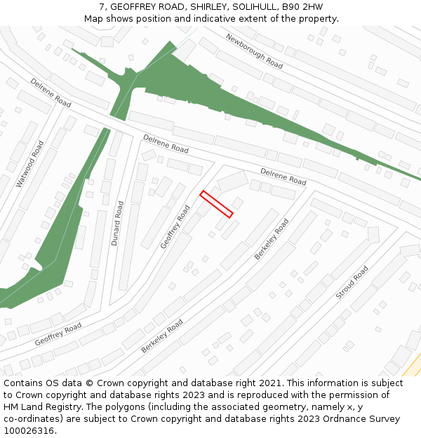 7, GEOFFREY ROAD, SHIRLEY, SOLIHULL, B90 2HW: Location map and indicative extent of plot