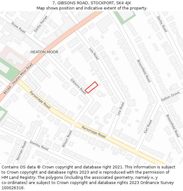 7, GIBSONS ROAD, STOCKPORT, SK4 4JX: Location map and indicative extent of plot