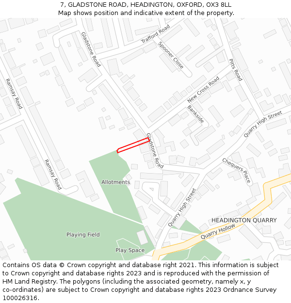 7, GLADSTONE ROAD, HEADINGTON, OXFORD, OX3 8LL: Location map and indicative extent of plot