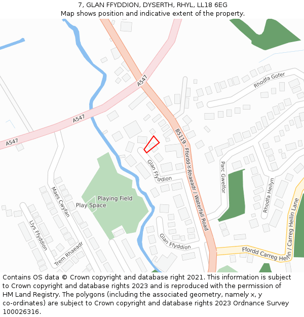 7, GLAN FFYDDION, DYSERTH, RHYL, LL18 6EG: Location map and indicative extent of plot