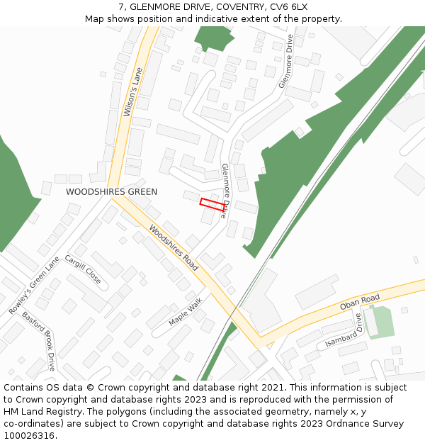 7, GLENMORE DRIVE, COVENTRY, CV6 6LX: Location map and indicative extent of plot