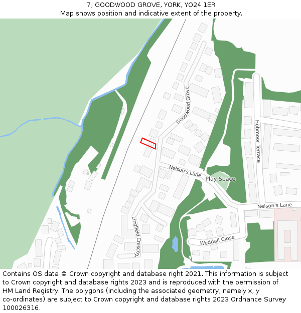 7, GOODWOOD GROVE, YORK, YO24 1ER: Location map and indicative extent of plot