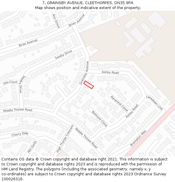 7, GRAINSBY AVENUE, CLEETHORPES, DN35 9PA: Location map and indicative extent of plot