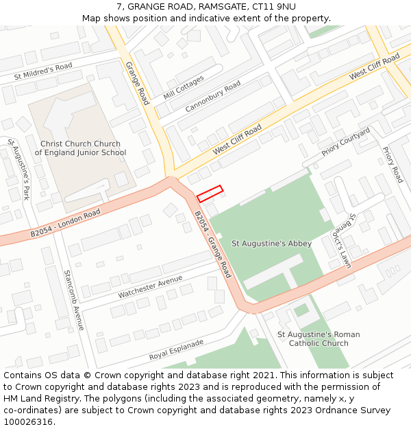 7, GRANGE ROAD, RAMSGATE, CT11 9NU: Location map and indicative extent of plot