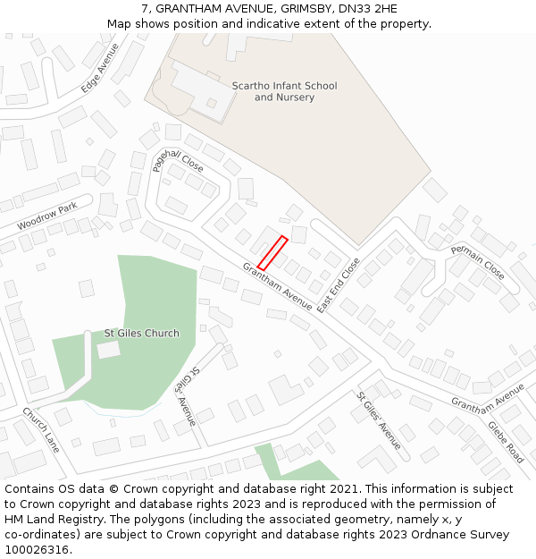 7, GRANTHAM AVENUE, GRIMSBY, DN33 2HE: Location map and indicative extent of plot