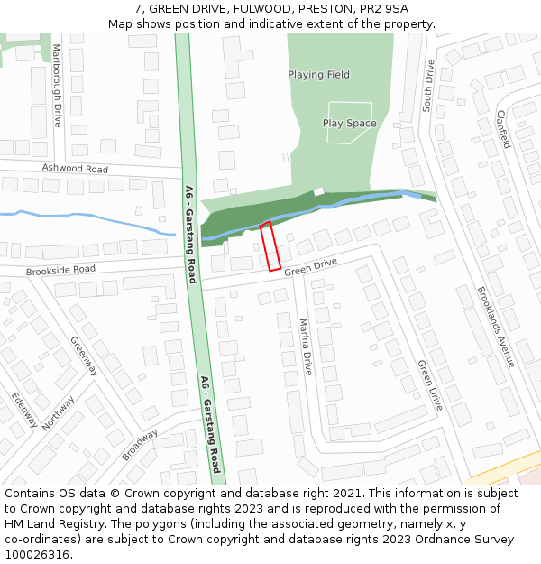 7, GREEN DRIVE, FULWOOD, PRESTON, PR2 9SA: Location map and indicative extent of plot