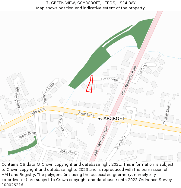 7, GREEN VIEW, SCARCROFT, LEEDS, LS14 3AY: Location map and indicative extent of plot