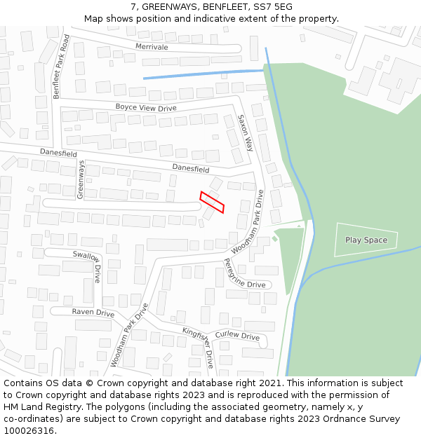 7, GREENWAYS, BENFLEET, SS7 5EG: Location map and indicative extent of plot