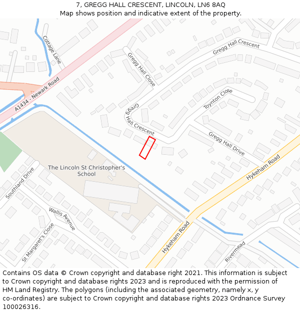 7, GREGG HALL CRESCENT, LINCOLN, LN6 8AQ: Location map and indicative extent of plot