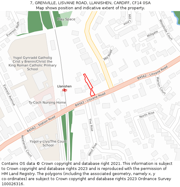 7, GRENVILLE, LISVANE ROAD, LLANISHEN, CARDIFF, CF14 0SA: Location map and indicative extent of plot