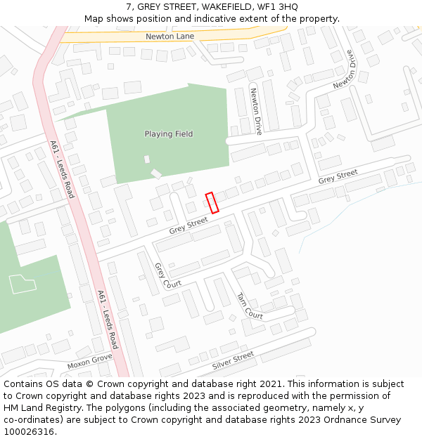 7, GREY STREET, WAKEFIELD, WF1 3HQ: Location map and indicative extent of plot