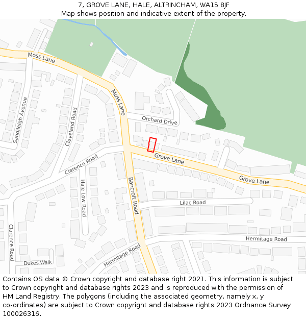 7, GROVE LANE, HALE, ALTRINCHAM, WA15 8JF: Location map and indicative extent of plot