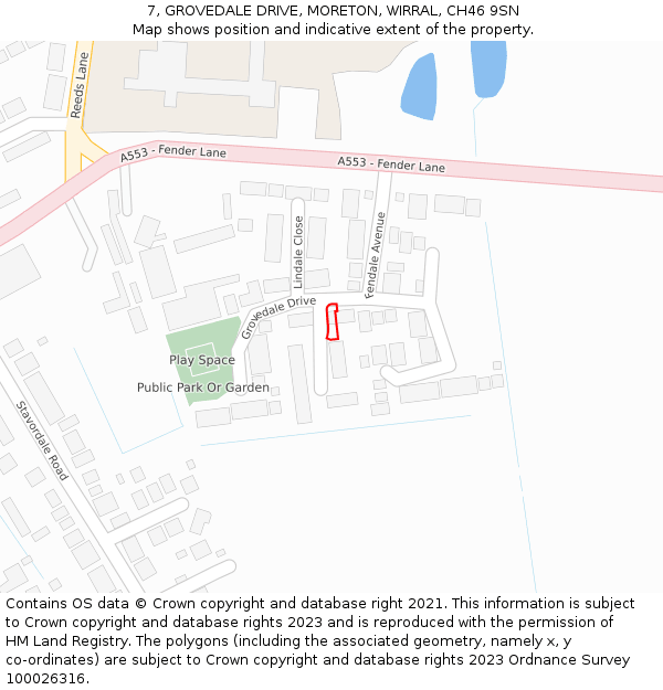 7, GROVEDALE DRIVE, MORETON, WIRRAL, CH46 9SN: Location map and indicative extent of plot