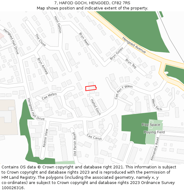 7, HAFOD GOCH, HENGOED, CF82 7RS: Location map and indicative extent of plot
