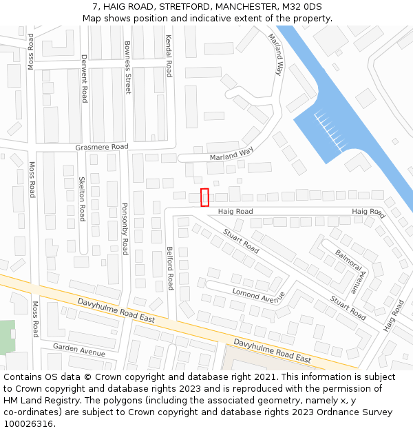 7, HAIG ROAD, STRETFORD, MANCHESTER, M32 0DS: Location map and indicative extent of plot