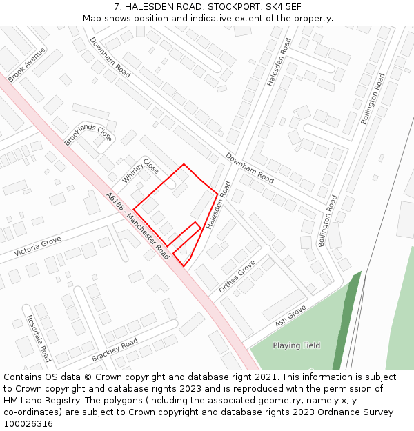 7, HALESDEN ROAD, STOCKPORT, SK4 5EF: Location map and indicative extent of plot