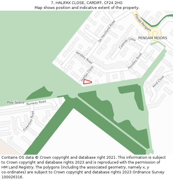 7, HALIFAX CLOSE, CARDIFF, CF24 2HG: Location map and indicative extent of plot