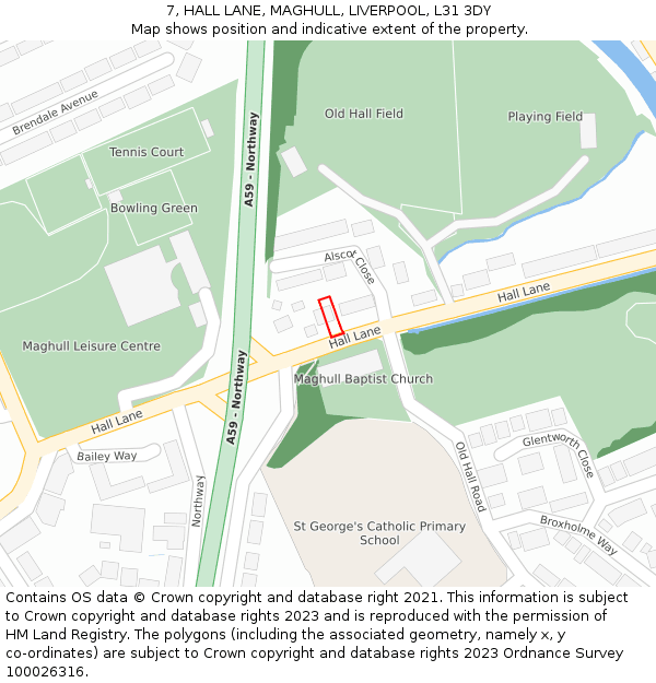 7, HALL LANE, MAGHULL, LIVERPOOL, L31 3DY: Location map and indicative extent of plot