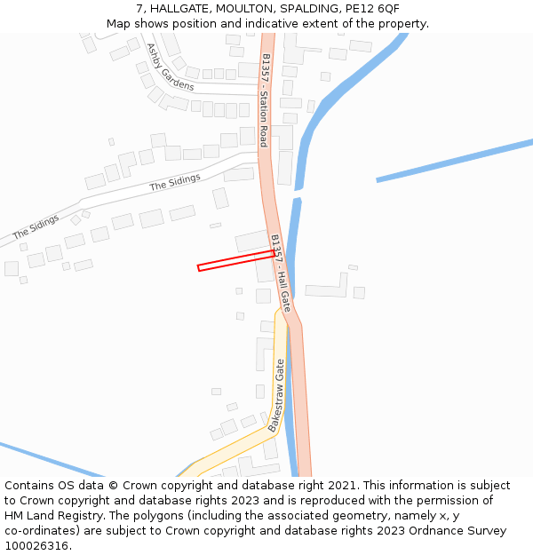 7, HALLGATE, MOULTON, SPALDING, PE12 6QF: Location map and indicative extent of plot