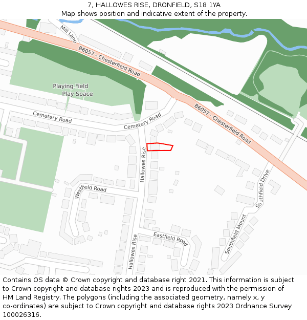 7, HALLOWES RISE, DRONFIELD, S18 1YA: Location map and indicative extent of plot