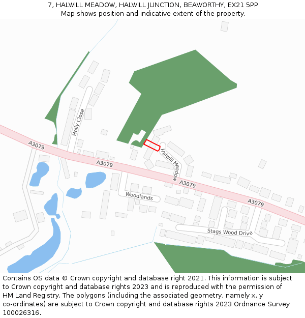 7, HALWILL MEADOW, HALWILL JUNCTION, BEAWORTHY, EX21 5PP: Location map and indicative extent of plot