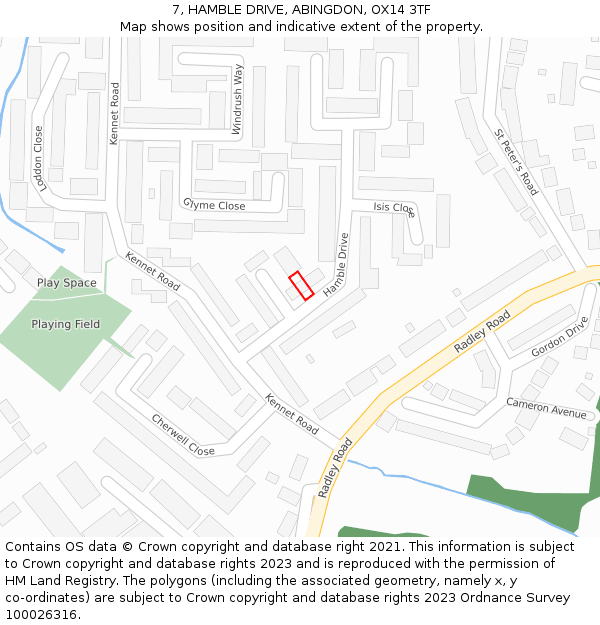 7, HAMBLE DRIVE, ABINGDON, OX14 3TF: Location map and indicative extent of plot