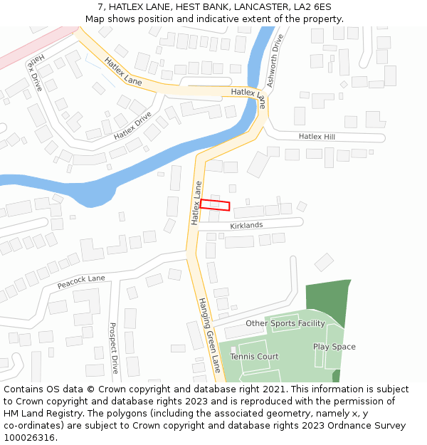 7, HATLEX LANE, HEST BANK, LANCASTER, LA2 6ES: Location map and indicative extent of plot