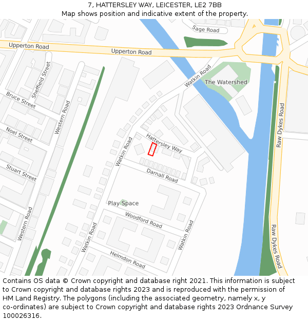 7, HATTERSLEY WAY, LEICESTER, LE2 7BB: Location map and indicative extent of plot