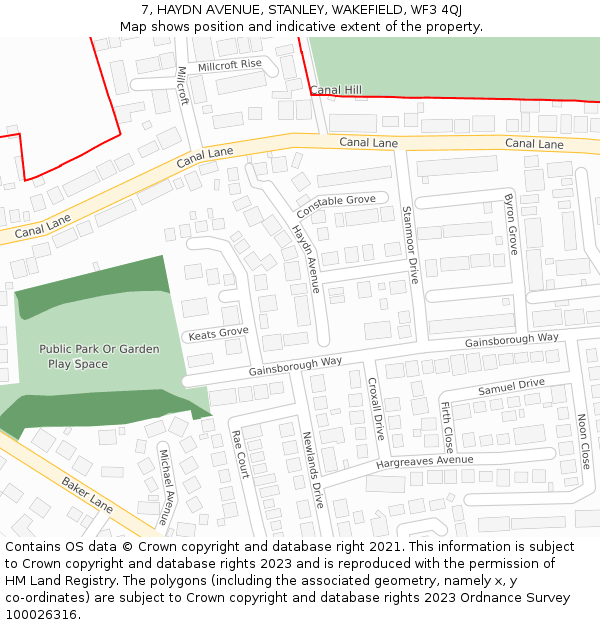 7, HAYDN AVENUE, STANLEY, WAKEFIELD, WF3 4QJ: Location map and indicative extent of plot