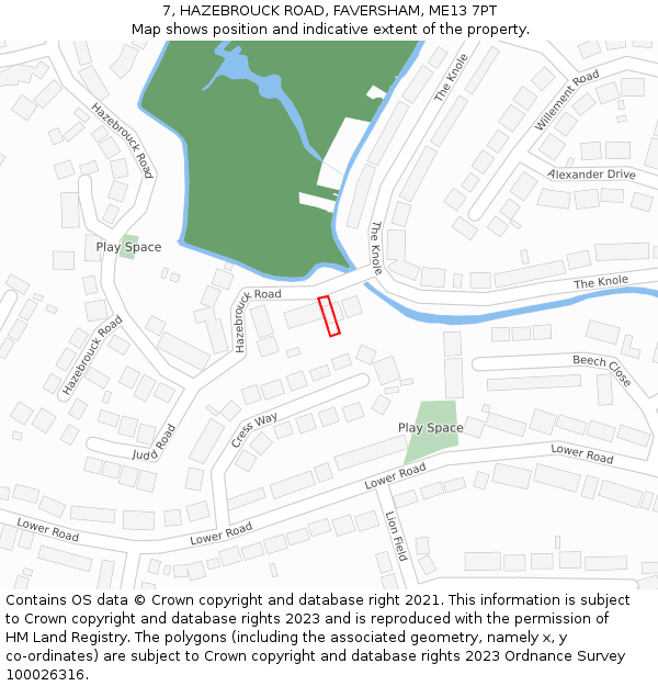 7, HAZEBROUCK ROAD, FAVERSHAM, ME13 7PT: Location map and indicative extent of plot