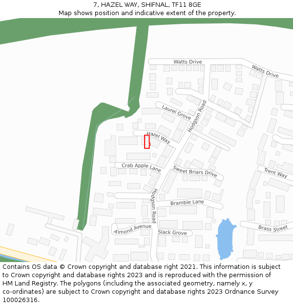 7, HAZEL WAY, SHIFNAL, TF11 8GE: Location map and indicative extent of plot