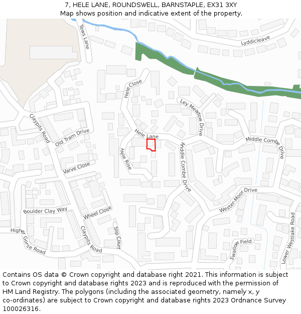 7, HELE LANE, ROUNDSWELL, BARNSTAPLE, EX31 3XY: Location map and indicative extent of plot