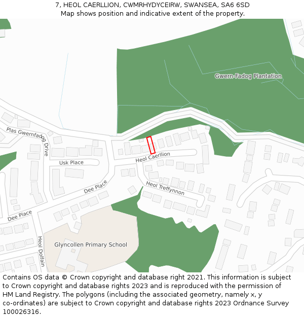 7, HEOL CAERLLION, CWMRHYDYCEIRW, SWANSEA, SA6 6SD: Location map and indicative extent of plot