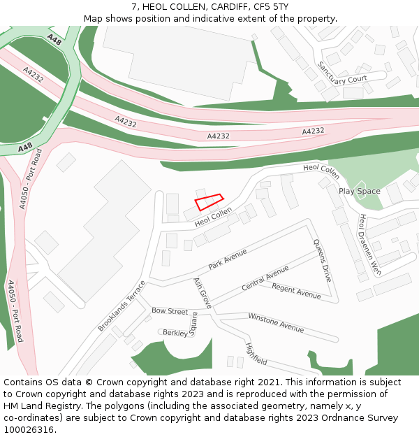 7, HEOL COLLEN, CARDIFF, CF5 5TY: Location map and indicative extent of plot