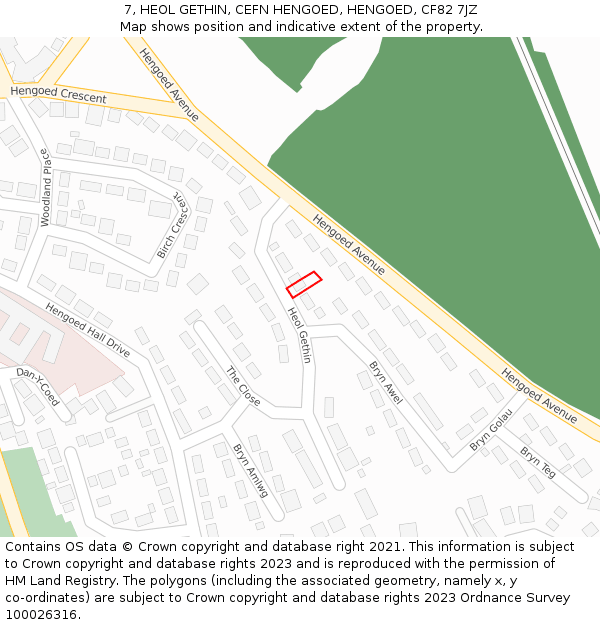 7, HEOL GETHIN, CEFN HENGOED, HENGOED, CF82 7JZ: Location map and indicative extent of plot