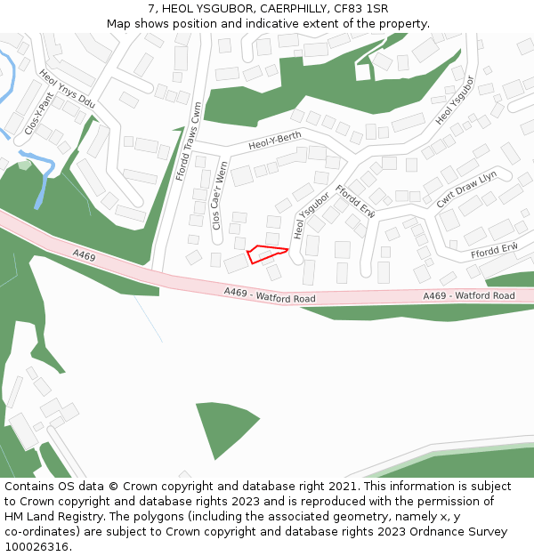 7, HEOL YSGUBOR, CAERPHILLY, CF83 1SR: Location map and indicative extent of plot