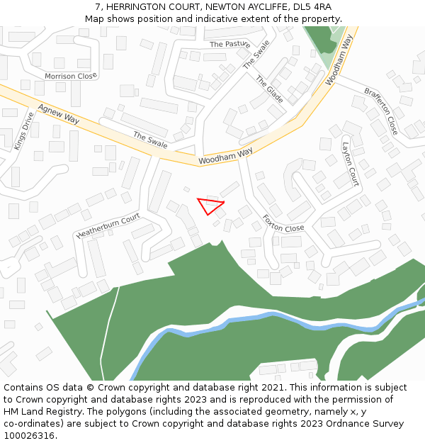 7, HERRINGTON COURT, NEWTON AYCLIFFE, DL5 4RA: Location map and indicative extent of plot