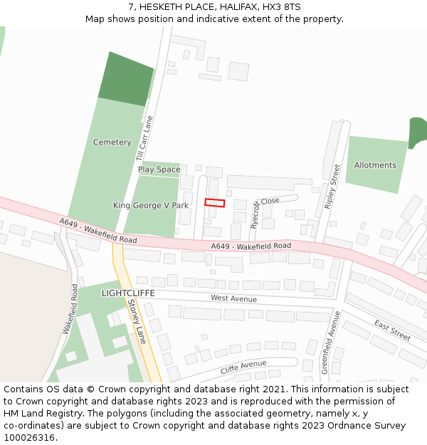 7, HESKETH PLACE, HALIFAX, HX3 8TS: Location map and indicative extent of plot