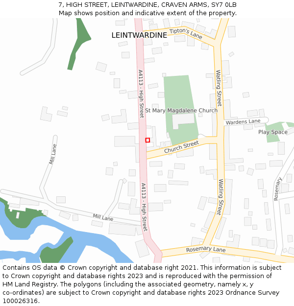 7, HIGH STREET, LEINTWARDINE, CRAVEN ARMS, SY7 0LB: Location map and indicative extent of plot