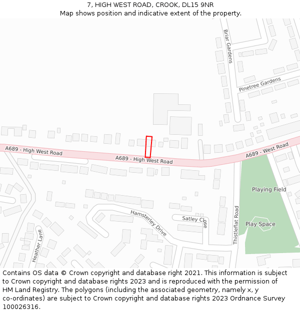 7, HIGH WEST ROAD, CROOK, DL15 9NR: Location map and indicative extent of plot