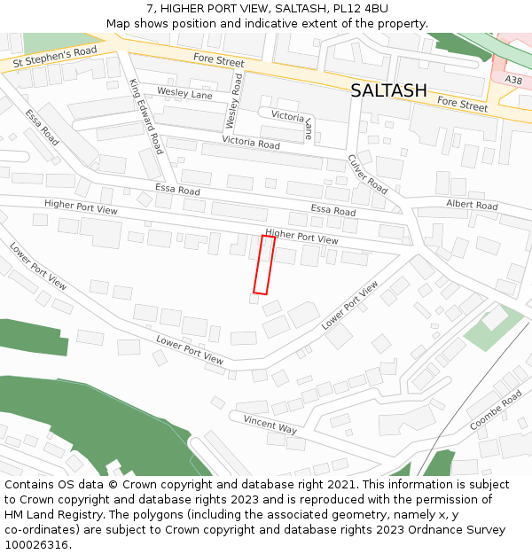 7, HIGHER PORT VIEW, SALTASH, PL12 4BU: Location map and indicative extent of plot