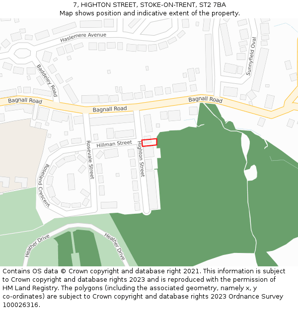 7, HIGHTON STREET, STOKE-ON-TRENT, ST2 7BA: Location map and indicative extent of plot