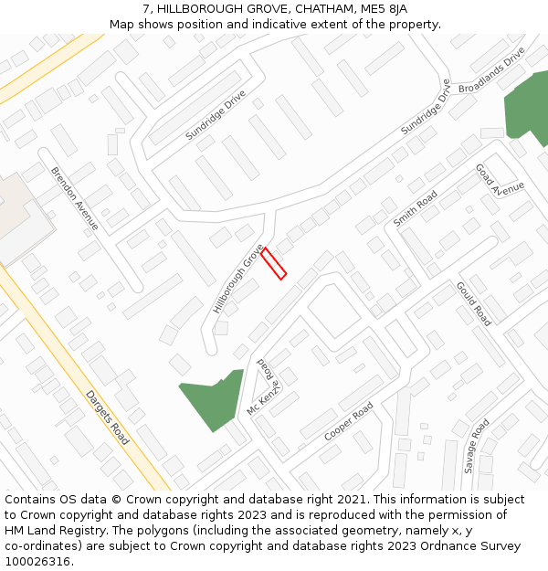 7, HILLBOROUGH GROVE, CHATHAM, ME5 8JA: Location map and indicative extent of plot