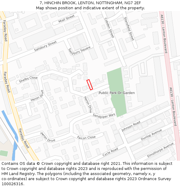 7, HINCHIN BROOK, LENTON, NOTTINGHAM, NG7 2EF: Location map and indicative extent of plot