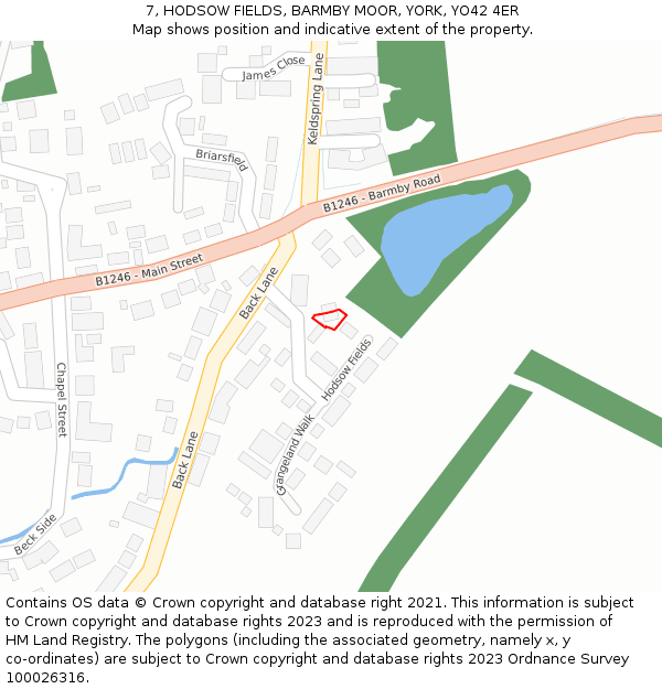 7, HODSOW FIELDS, BARMBY MOOR, YORK, YO42 4ER: Location map and indicative extent of plot