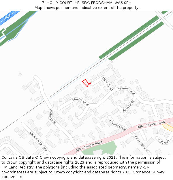 7, HOLLY COURT, HELSBY, FRODSHAM, WA6 0PH: Location map and indicative extent of plot