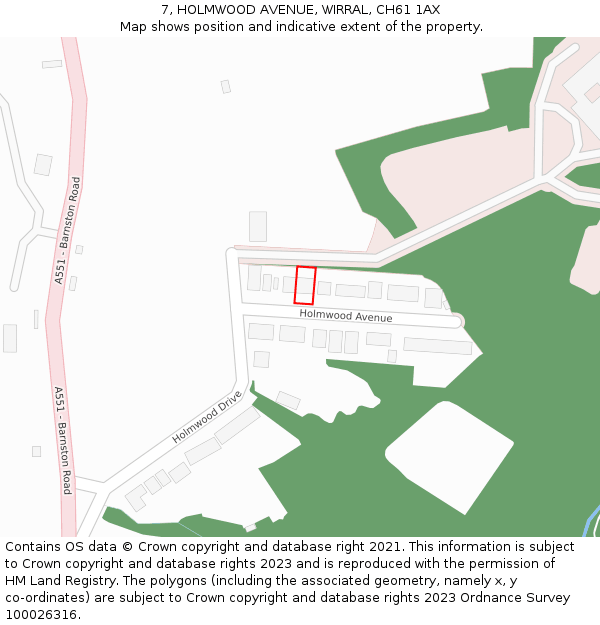 7, HOLMWOOD AVENUE, WIRRAL, CH61 1AX: Location map and indicative extent of plot