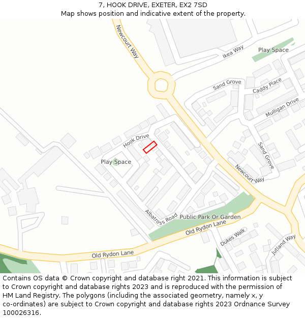 7, HOOK DRIVE, EXETER, EX2 7SD: Location map and indicative extent of plot