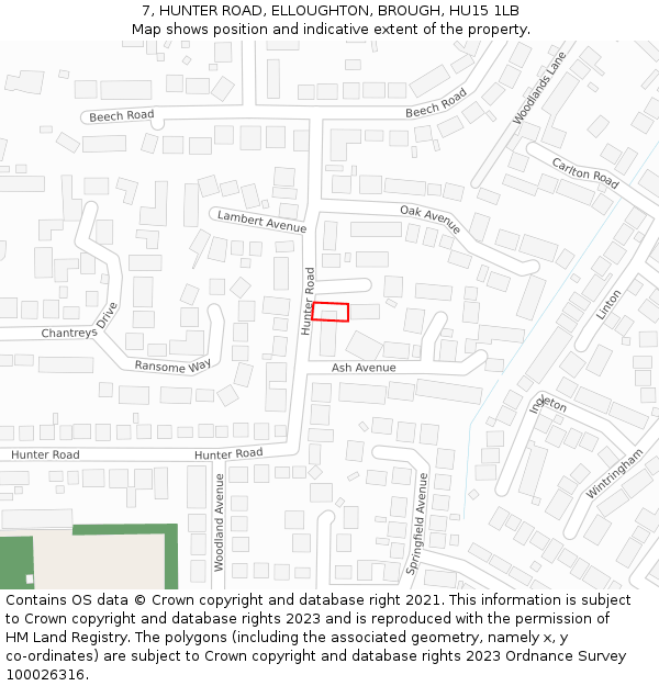 7, HUNTER ROAD, ELLOUGHTON, BROUGH, HU15 1LB: Location map and indicative extent of plot